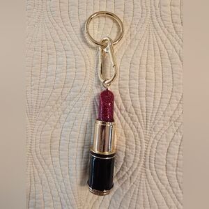 NWOT BaubleBar Glittery Burgundy Lipstick Keychain